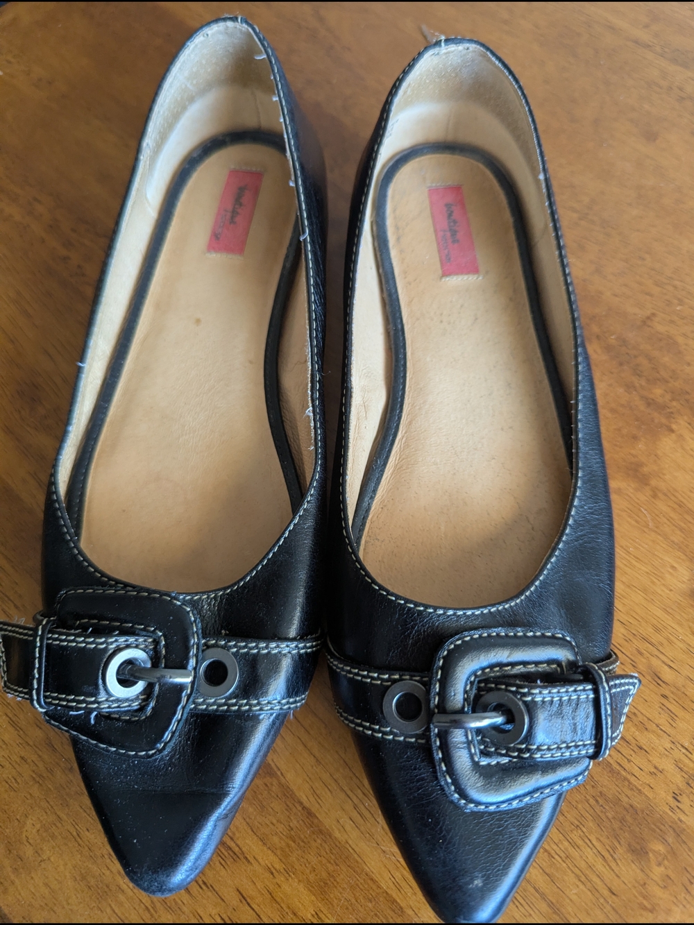Black Pointed-Toe Buckle Flats - Boutique Brand